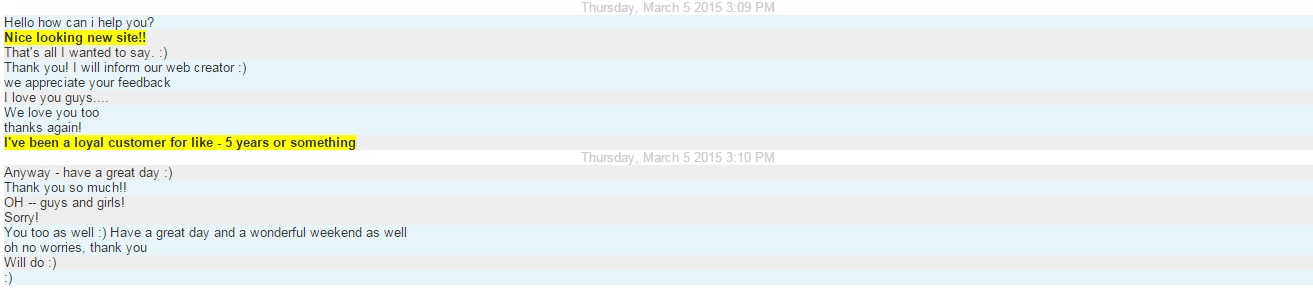 AccessoryGeeks chat feedback